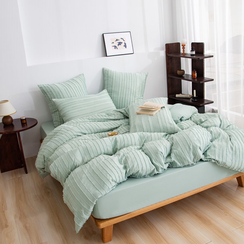 Tranquil Stripe Microfiber Bedding Set - Queen