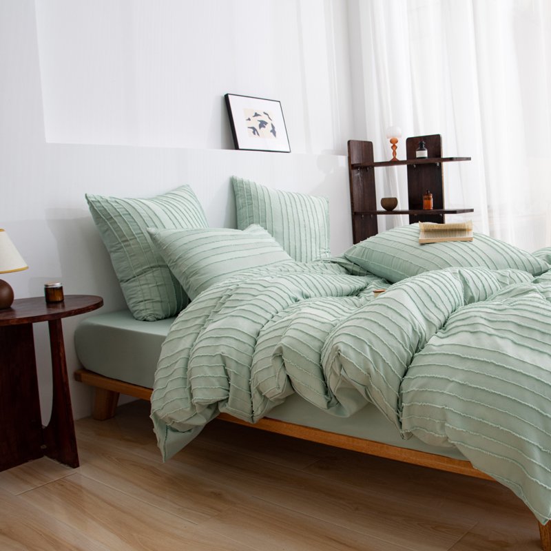 Tranquil Stripe Microfiber Bedding Set - Queen