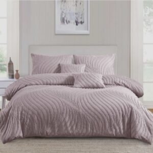 Elegant Wave-Patterned Textured Soft Microfiber Bedding Set Mauve - King