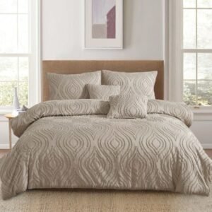 Elegant Textured Bedding with Teardrop Pattern Soft Microfiber Bedding Set Brown King