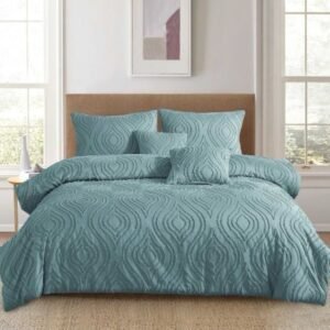 Elegant Textured Bedding with Teardrop Pattern Soft Microfiber Bedding Set Dusty Aqua - King