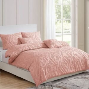 Elegant Textured Bedding with Teardrop Pattern Soft Microfiber Bedding Set Pink - Double