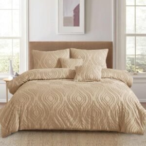 Elegant Textured Bedding with Teardrop Pattern Soft Microfiber Bedding Set  - Double